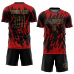Rot Schwarz-Old Custom Sublimation Jersey Fußball Gold Uniform
