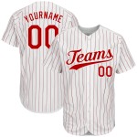 Baseball Custom Red Authentic Nadelstreifen Trikot Rot-Weiß Weiß