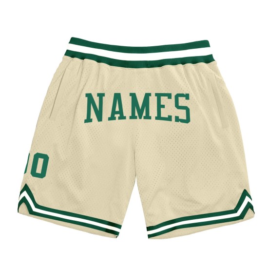 Shorts Creme Kelly Grün-Weiß Authentic Basketball Throwback Custom