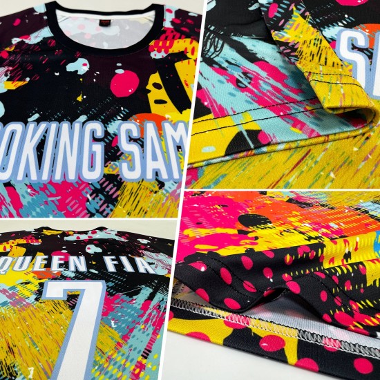 Weiß-Licht Uniform Blau Fußball Jersey Muster Custom Sublimation Graffiti