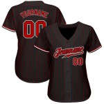 Baseball Schwarz Custom Red Authentic Rot-Weiß Nadelstreifen Trikot