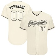 Baseball Authentic Custom Creme Creme-Schwarzes Trikot