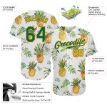 Weißes Hawaii-Ananas-Design, authentisches Kelly-Grün-Gold-Baseball-Trikot, benutzerdefiniertes 3D-Muster Weißes Hawaii-Ananas-Design, authentisches Kelly-Grün-Gold-Baseball-Trikot, benutzerdefiniertes 3D-Muster