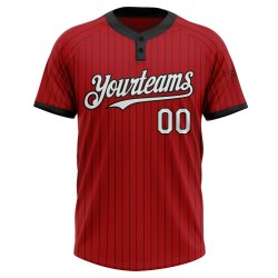 Nadelstreifen Custom Unisex Softball Rot Zwei-Knopf Schwarz Weiß Jersey