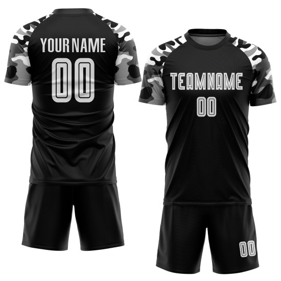 Fußball Custom Weiß-Camo Sublimation Jersey Uniform Schwarz
