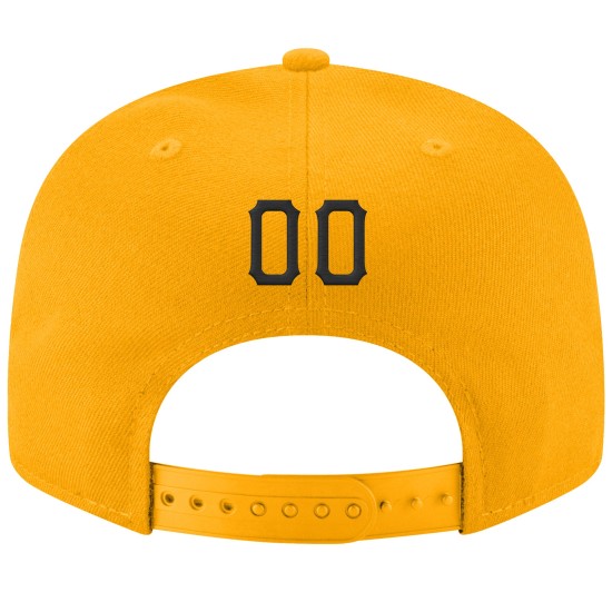 Schwarz-Weiß verstellbare benutzerdefinierte Gold Snapback Hut genäht Schwarz-Weiß verstellbare benutzerdefinierte Gold Snapback Hut genäht