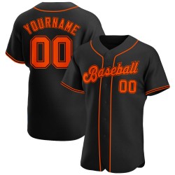 Jersey Authentic Schwarz Orange-Schwarz Baseball Custom