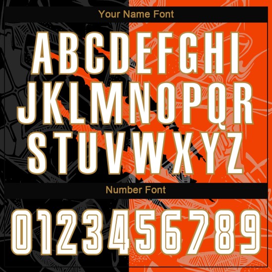 Fußball Schwarz Gold Jersey Muster Weiß Graffiti Orange-Alt Sublimation Scratch Custom Uniform