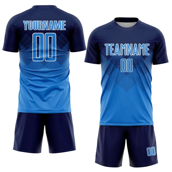 Fußball Sublimation Blau-Weiß Custom Navy Powder Uniform Trikot