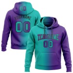Lila Aqua-Schwarz Farbverlauf Custom Sports Fashion Genäht Pullover Hoodie Sweatshirt
