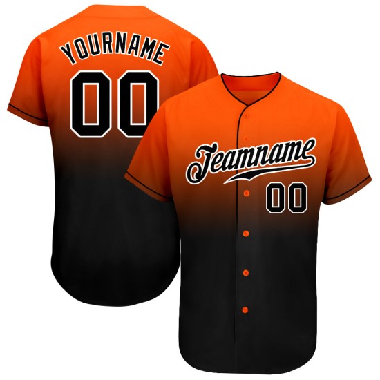 Custom Jersey Baseball Fashion Authentic Orange Fade Schwarz-Weiß