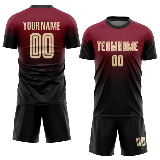 Jersey Creme-Schwarz Crimson Sublimation Fade Fashion Custom Uniform Fußball