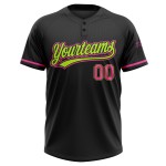 Custom Pink-Neon Softball Jersey Zwei-Knopf Schwarz Grün Unisex Custom Pink-Neon Softball Jersey Zwei-Knopf Schwarz Grün Unisex