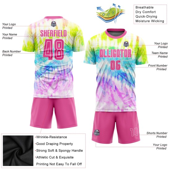 Fußball Tie Sublimation Custom Dye Jersey Rosa-Weiß Uniform