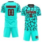 Uniform Custom Fußball Sublimation Rot-Schwarz Jersey Aqua