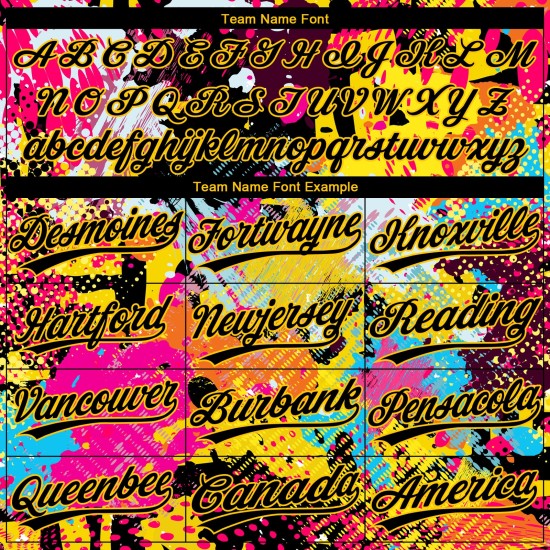 Custom Graffiti Psychedelic Softball Helles 3D Schwarz-Gold Muster Jersey Zwei-Knopf Unisex Custom Graffiti Psychedelic Softball Helles 3D Schwarz-Gold Muster Jersey Zwei-Knopf Unisex