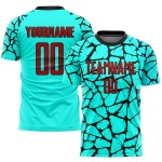 Uniform Custom Fußball Sublimation Rot-Schwarz Jersey Aqua