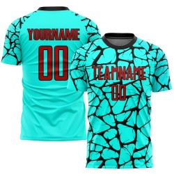 Uniform Custom Fußball Sublimation Rot-Schwarz Jersey Aqua