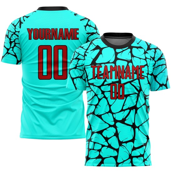 Uniform Custom Fußball Sublimation Rot-Schwarz Jersey Aqua