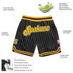 Gold-Weiß Nadelstreifen Custom Basketball Weiß Shorts Schwarz Authentic