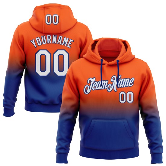Fade Pullover Sweatshirt Mode Weiß-Royal Orange Sport Custom Hoodie genäht