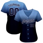 Fashion Fade Custom Jersey Marine-Weiß Authentic Baseball Hellblau