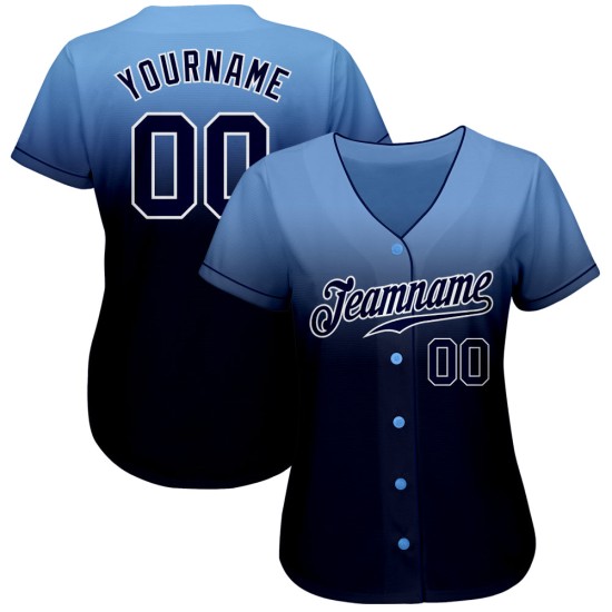 Fashion Fade Custom Jersey Marine-Weiß Authentic Baseball Hellblau