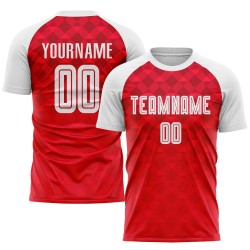 Fußball Sublimation Uniform Trikot Rot Auswärts Custom Weiß