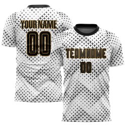 Uniform Weiß Fußball Sublimation Schwarz-Old Jersey Gold Custom