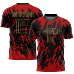 Rot Schwarz-Old Custom Sublimation Jersey Fußball Gold Uniform