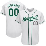 Weiß Grün-Licht Kelly Custom Baseball Grau Authentic Jersey