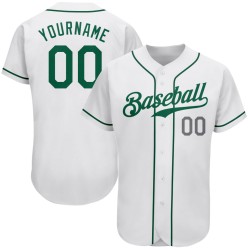 Weiß Grün-Licht Kelly Custom Baseball Grau Authentic Jersey