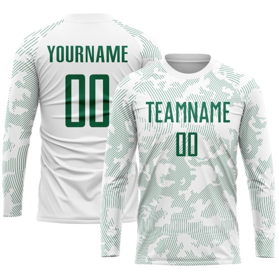 Weiße Sublimation Kelly Uniform Fußballtrikot Custom Grün