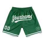 Authentische benutzerdefinierte Shorts Weiß Throwback Kelly Basketball Grün