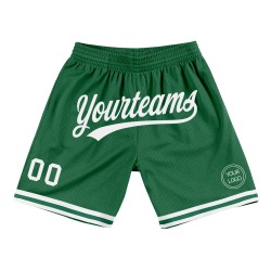 Authentische benutzerdefinierte Shorts Weiß Throwback Kelly Basketball Grün
