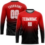 Jersey Uniform Weiß-Schwarz Lange Rot Fashion Sleeve Custom Fußball Fade Sublimation
