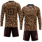 Uniform Fußballtrikot Braun Braun-Old Sublimation Custom Gold Leopard