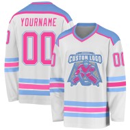 Blaues Hockeytrikot in Pink-Hellweiß