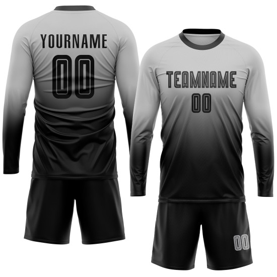 Jersey Sublimation Uniform Schwarz Benutzerdefinierte Grau Verblassen Mode