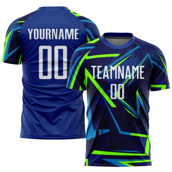 Benutzerdefinierte Weiß-Neon Royal Sublimation Grün Jersey Uniform Fußball