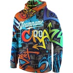 Hoodie Weiß-Aqua Muster Sweatshirt 3D Graffiti Custom Sports Stitched Pullover