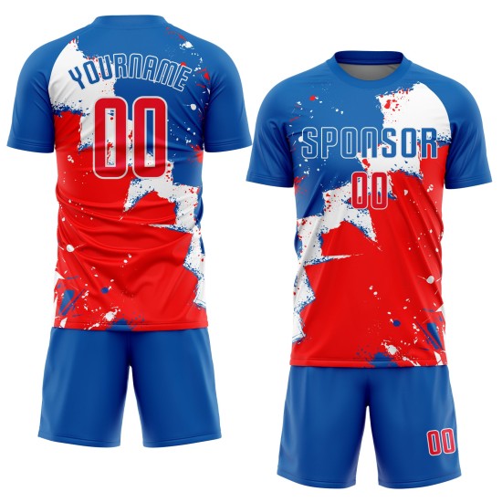 Fußball Rot-Weiß Royal Custom Uniform Sublimation Trikot