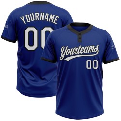 Jersey Unisex Custom Softball Weiß-Schwarz Royal Zwei-Knopf