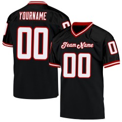 Schwarzes Jersey Mesh Throwback Custom Football Authentic Weiß-Rot