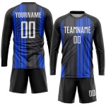 Schwarzes Trikot Uniform Custom Sublimation Fußball Weiß-Royal