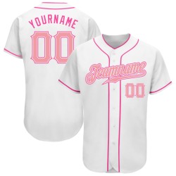 Medium Jersey Authentic Custom Weiß Pink-Pink Baseball