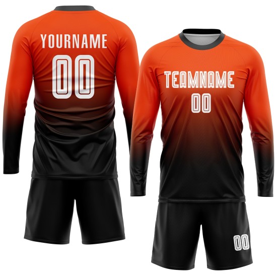 Jersey Custom Uniform Fade Orange Weiß-Schwarz Mode Sublimation Fußball