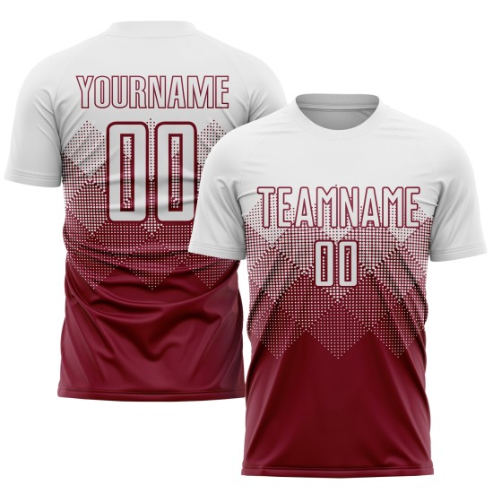 Weiße Sublimation Crimson Uniform Fußball Custom Jersey