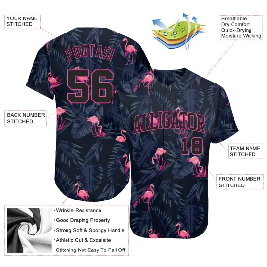 Flamingo Custom Baseball Authentisches Muster 3D-Design Hawaii-Trikot