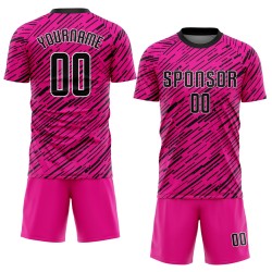 Schwarz-Weiß Fußball Trikot Uniform Rosa Custom Sublimation Schwarz-Weiß Fußball Trikot Uniform Rosa Custom Sublimation